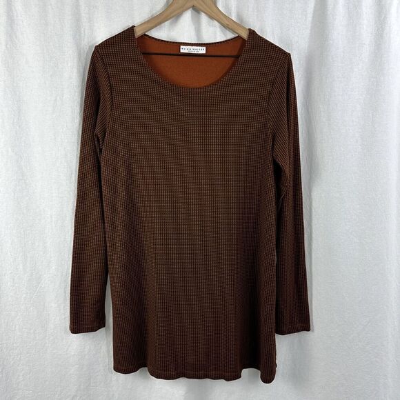 Bryn Walker Damien Long Sleeve Houndstooth Siro Rayon Tunic Top Womens Size L - Picture 1 of 12